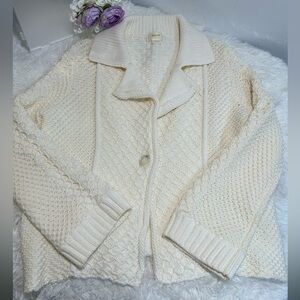 Anthropologie Maeve Cardigan Womans Size Medium Cream Cable Knit One Button